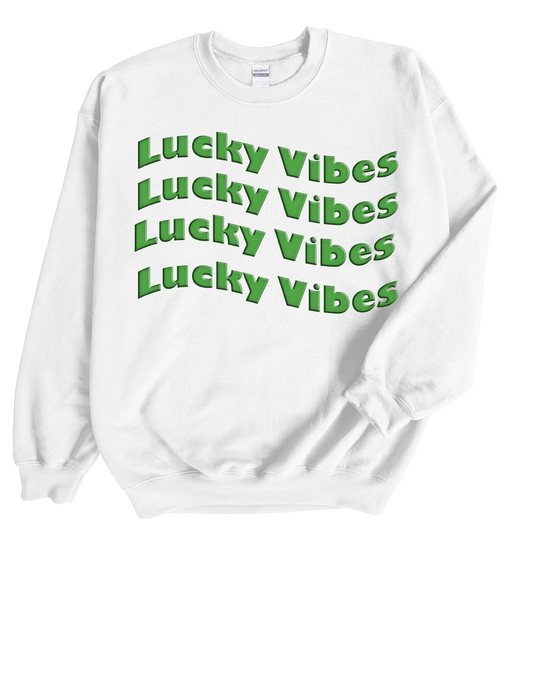 Lucky vibes green letter sweatshirt